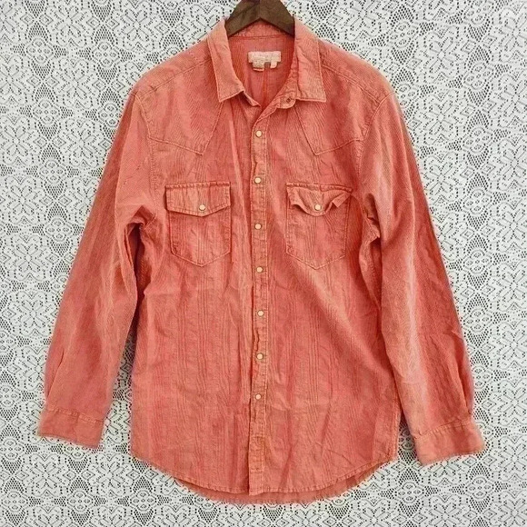 Vintage The Territory Ahead Pearl Snap button Cotton Textured Button Down Men's - Picture 1 of 8